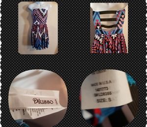 Abstract Strapless Skater Dress